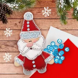 Новогодняя ёлочная игрушка, Набор для создания подвески из фетра "Дед Мороз"