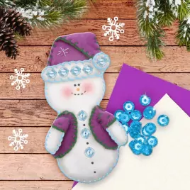 Новогодняя ёлочная игрушка, Набор для создания подвески из фетра "Снеговик"