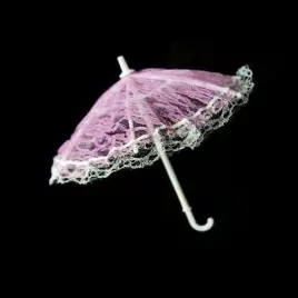 Зонтик пластмассовый гипюр 26см для игрушек цв.24015 темно-розовый
