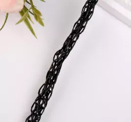 Тесьма декоративная шнур "Звенья цепи" намотка 3 м ширина 0,7 см чёрная