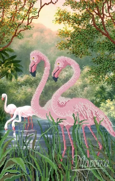 Фламинго, схема на канве фото 1