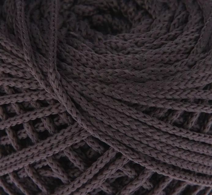 Шнур для вязания без сердечника 100% полиэфир, ширина 3мм 100м/210гр, (142 т. серый) фото 1