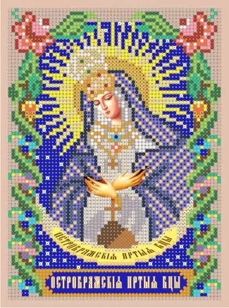 Остробрамская икона божией матери (19х24), схема на канве фото 1