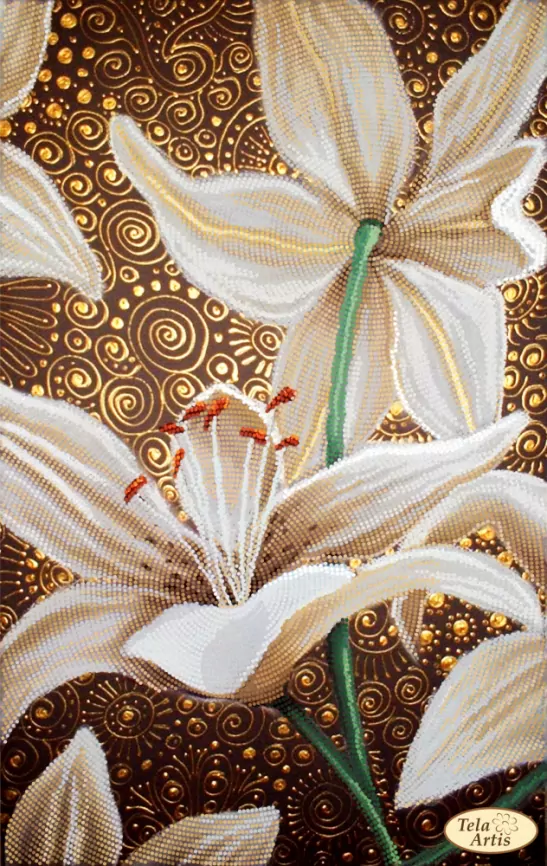 Золотые лилии, схема на канве фото 1