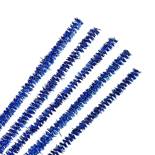 Синель-проволока для флористики Астра d-6мм 30см цв.A-086 синий люрекс  фото 1