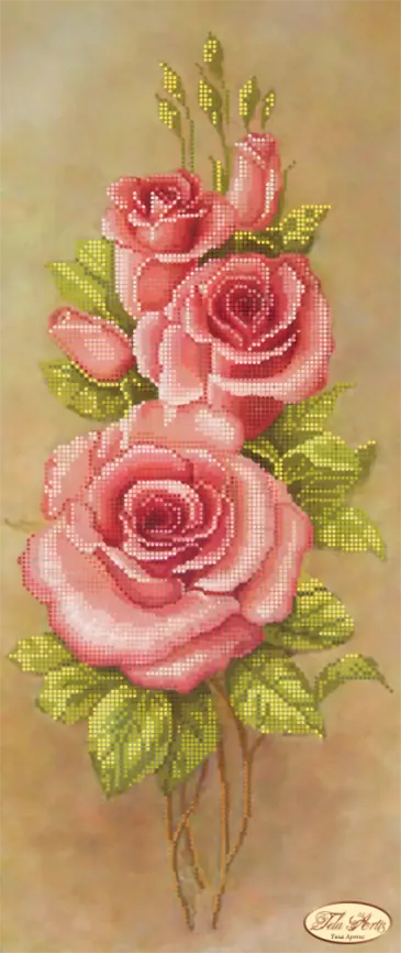 Розовые лепестки, схема на канве фото 1