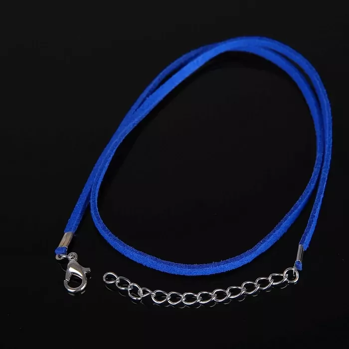 Шнурок замшевый с замком, 45см+удлинитель, цвет синий фото 1