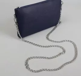 Цепочка для сумки плоская, с карабинами, 9 × 14 мм, 120 см, цвет серебряный