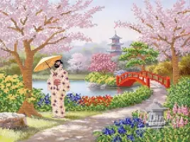 Сад цветущей сакуры, набор для вышивания