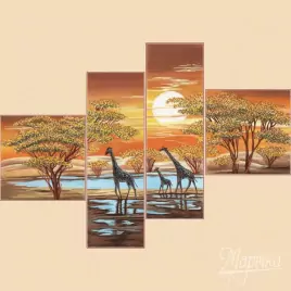 Цвета африки, полиптих из 4 частей, набор для вышивания