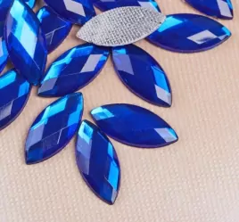 Стразы термоклеевые «Лепесток», 9 × 20 мм, 20 шт, цвет синий