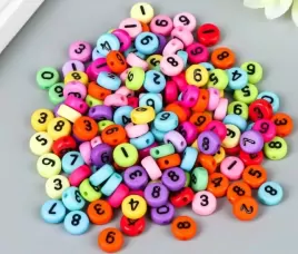 Набор бусин для творчества пластик "Разноцветные цифры" 20 гр 0,7х0,7 см