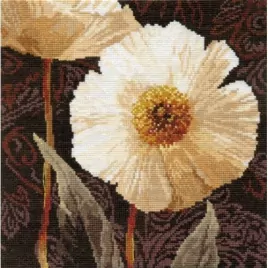 Белые цветы: открытый свету 25х25 см, набор для вышивания
