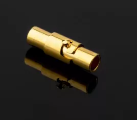 Замок-концевик магнитный с фиксатором, 15.5*5мм (внутр. 3мм), цвет золото