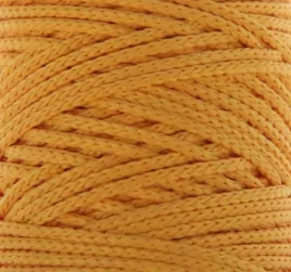 Шнур для вязания без сердечника 100% полиэфир, ширина 3мм 100м/210гр, (16 желтый)