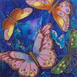 Бабочки в ночных цветах, набор для вышивания