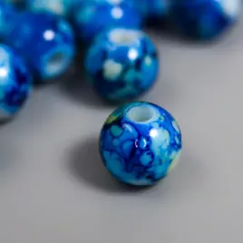 Бусины для творчества пластик "Шарики шамот синий" набор 20 гр d=1 см