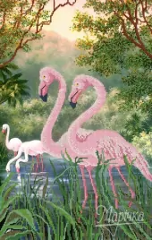Фламинго, схема на канве