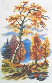 Осенний пейзаж, схема на канве