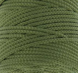 Шнур для вязания без сердечника 100% полиэфир, ширина 3мм 100м/210гр, (51 оливковый)