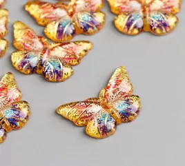 Декор для творчества пластик "Бабочка с золотыми точками" 1,5х2,2 см