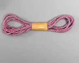 Тесьма декоративная текстиль "С люрексом розово-серебряная" намотка 1,8 метра