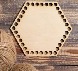 Заготовка для вязания "Шестиугольник", донышко из фанеры, 3 мм, размер 15 см