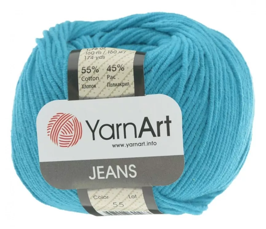 Пряжа YarnArt Jeans, 55% хлопок, 45% полиакрил, 50гр/160м фото 4