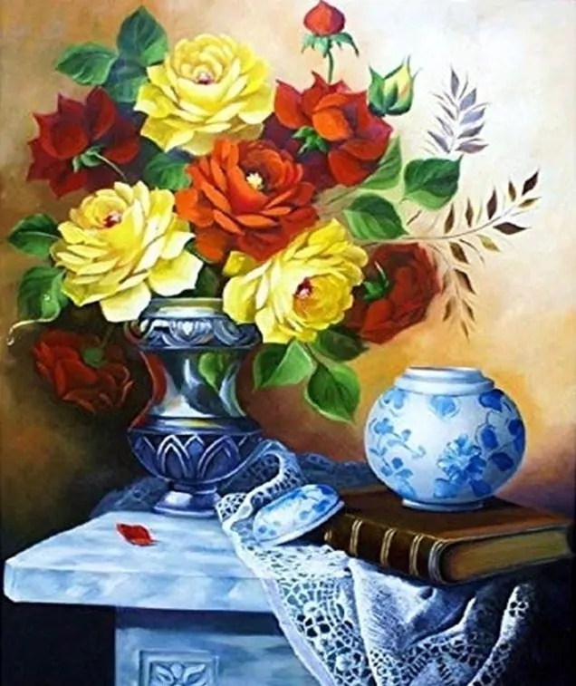 Натюрморт с розами на подрамнике фото 1