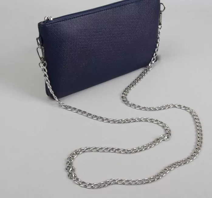 Цепочка для сумки плоская, с карабинами, 9 × 14 мм, 120 см, цвет серебряный фото 1