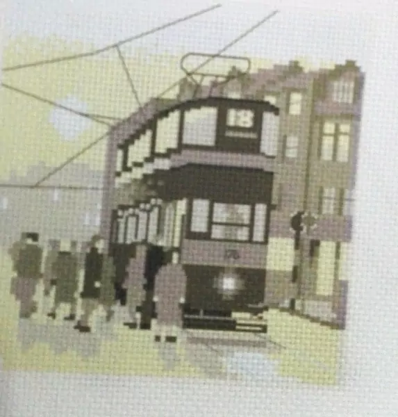 Трамвай, схема на канве фото 1