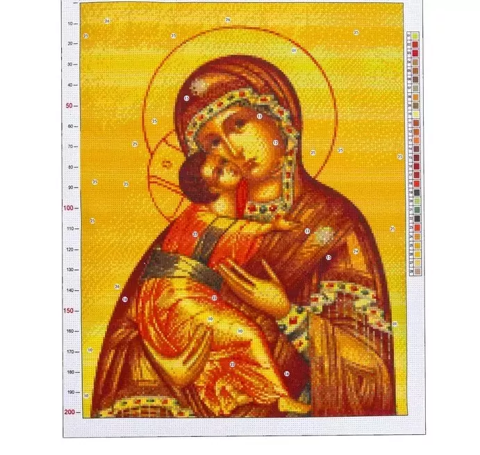Канва для вышивания с рисунком «Владимирская Божья Матерь», 47 х 39 см фото 1