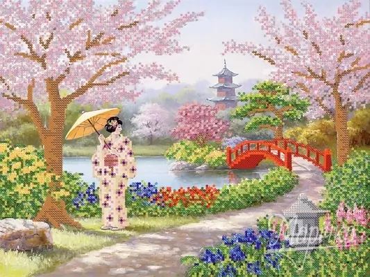 Сад цветущей сакуры, набор для вышивания фото 1