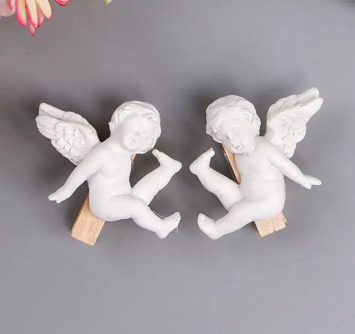 Набор декоративных прищепок "Ангелы" 4см (2шт) 3,5*1,8*4,2см фото 1