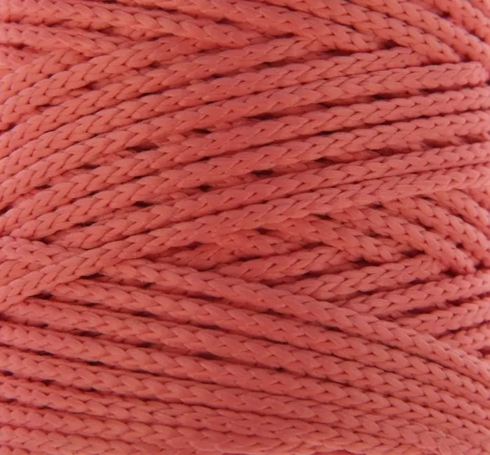 Шнур для вязания без сердечника 100% полиэфир, ширина 3мм 100м/210гр, (78 коралловый) фото 1