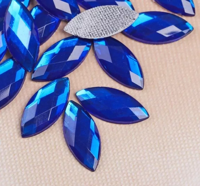 Стразы термоклеевые «Лепесток», 9 × 20 мм, 20 шт, цвет синий фото 1