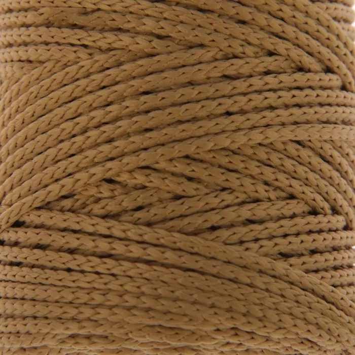 Шнур для вязания без сердечника 100% полиэфир, ширина 3мм 100м/210гр, (43 горчичный) фото 1