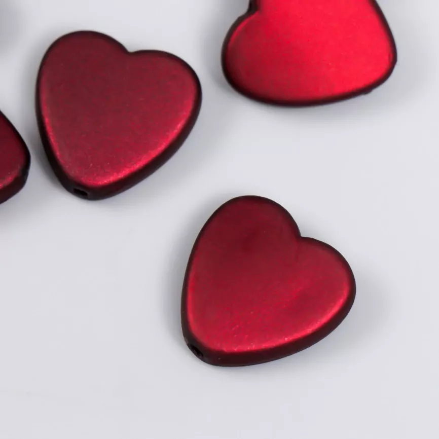 Бусины для творчества пластик "Сердечки красные" матовые набор 7 шт 0,6х2х2 см фото 1