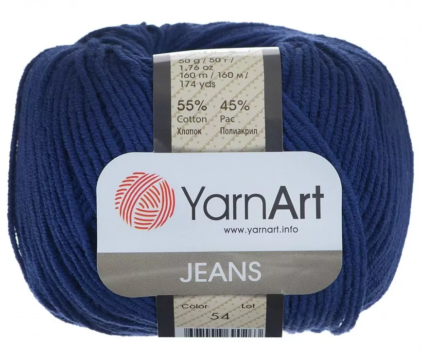 Пряжа YarnArt Jeans, 55% хлопок, 45% полиакрил, 50гр/160м фото 5