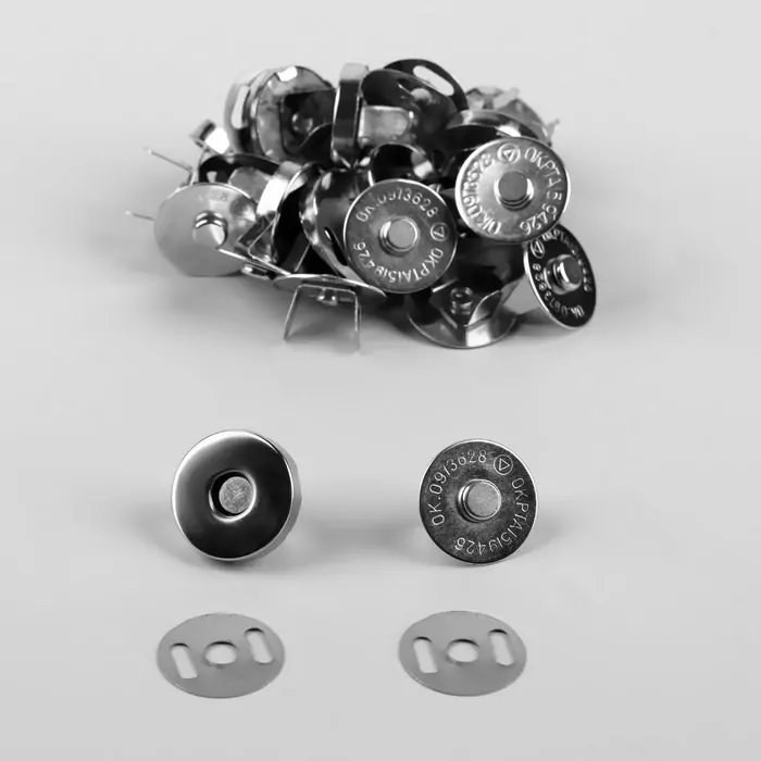 Кнопки магнитные, d = 18 мм,10шт цвет серебряный фото 1