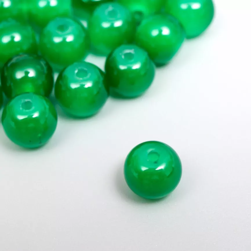  Набор стеклянных бусин "Candy" 8 мм, 50 шт, зелёный фото 1