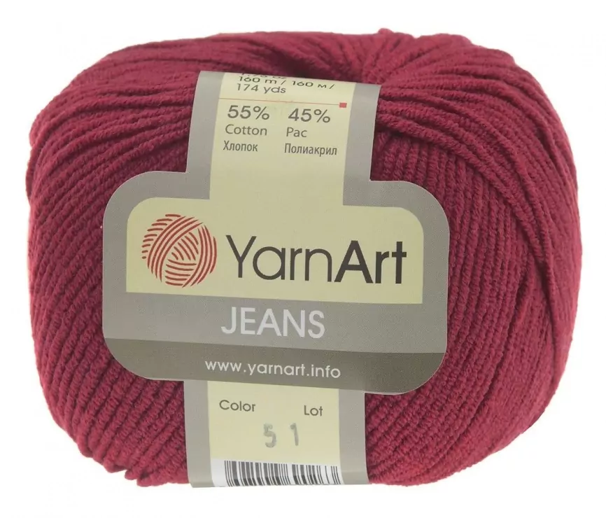 Пряжа YarnArt Jeans, 55% хлопок, 45% полиакрил, 50гр/160м фото 8