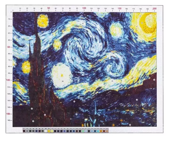 Канва для вышивания с рисунком «Ван Гог. Звездная ночь», 47 х 39 см фото 1