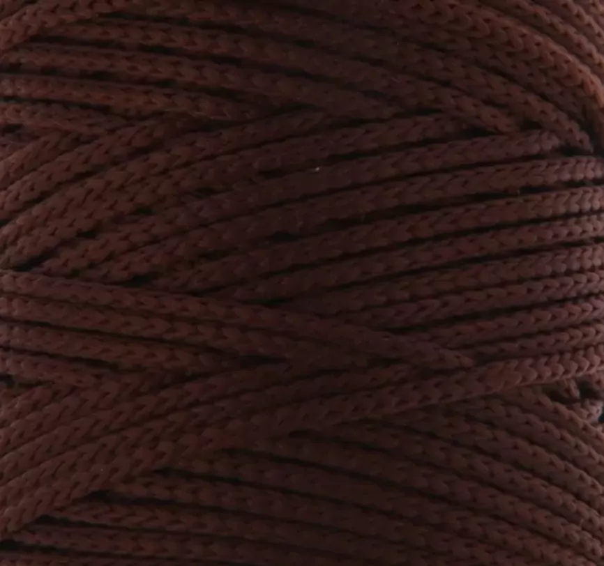 Шнур для вязания без сердечника 100% полиэфир, ширина 3мм 100м/210гр, (146 коричневый) фото 1