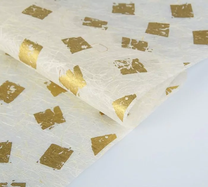 Бумага из абаки, Abaca Paper, «Печать золотая», 0,64 х 0,94 м, 30 г/м2 фото 1