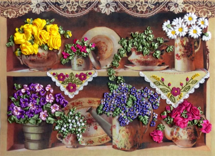 Бабушкины цветы, набор для вышивания фото 1