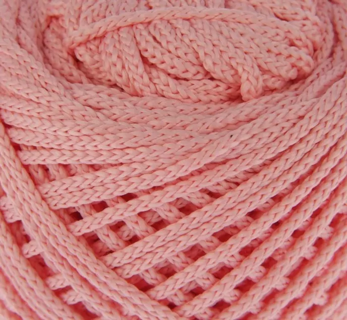 Шнур для вязания без сердечника 100% полиэфир, ширина 3мм 100м/210гр, (134 св. розовый) фото 1