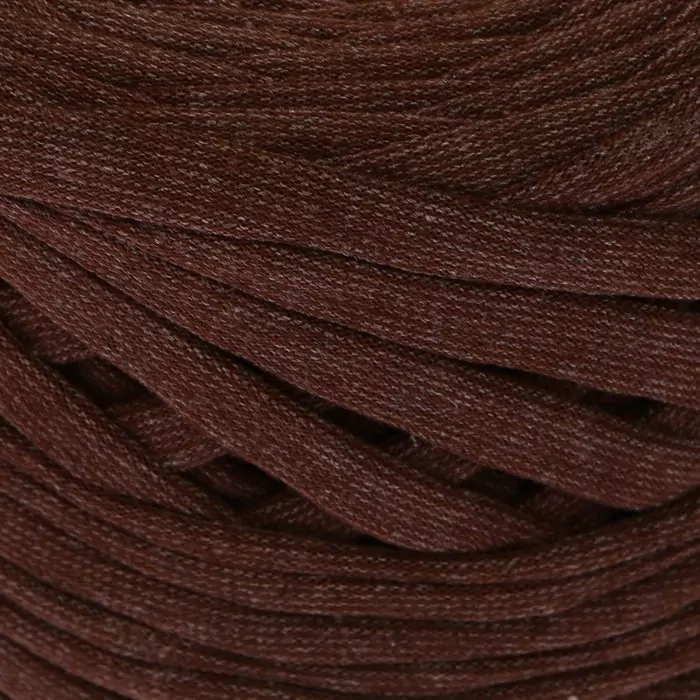 Пряжа трикотажная широкая 50м/160гр, ширина нити 7-9 мм (коричнев. меланж) фото 1