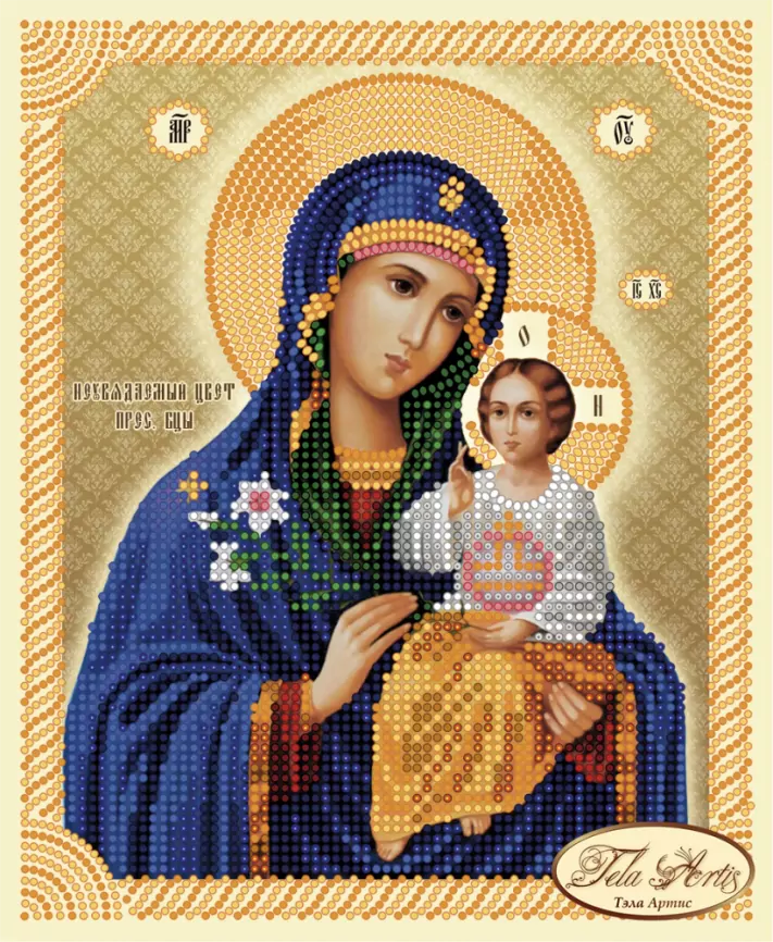 Икона божией матери "неувядаемый цвет", схема на канве фото 1