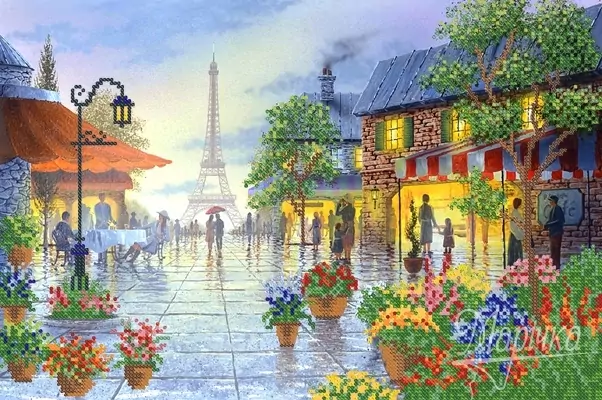Париж в цветах, схема на канве фото 1